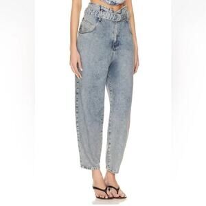 ALL SAINTS Sammy Paperbag Jeans: Mid-Indigo Blue-size 6